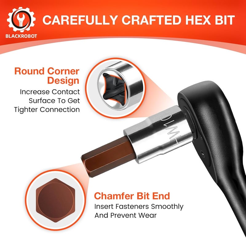 BLACKROBOT 10 mm Hex Bit Socket, 3/8 Inch Drive HW10 Allen Key Socket, Metric, Full Polished, S2 Steel Head Made For Repairing - Image 3